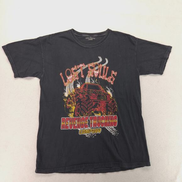 Lost Souls Revenge Trucking Company Crew Neck Graphic T Shirt Mens Size L Black - Picture 2 of 9